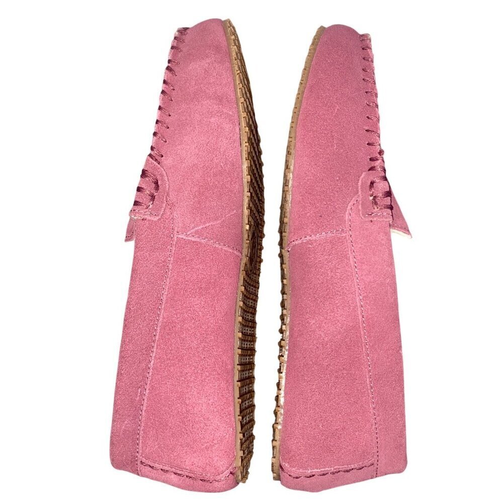 The Vermont Country Store mauve cow suede slip on moccasins shearling lined 8 - Picture 8 of 11